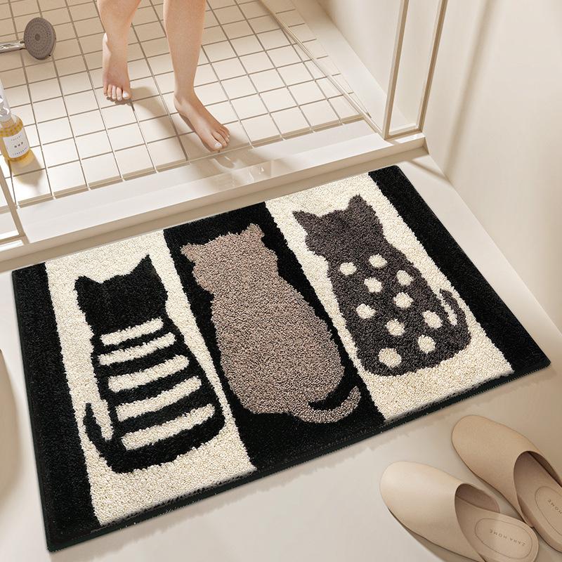 Frog and Bear Flocking Bath Mat Home Decoration Door Mat Non-slip Absorbent Bathroom Doormat Super Soft Fiber Bath Rug