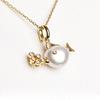 European Retro Ocean Series Whale & Goldfish Pendant Necklace, 18K Gold-Plated Copper