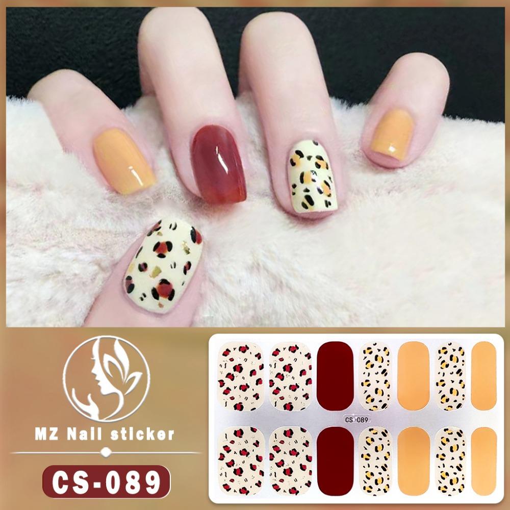 New type of bake-free gel nail polish film, full sticker, plaid spring and summer flower nail art film, nail film, waterproof paper patch