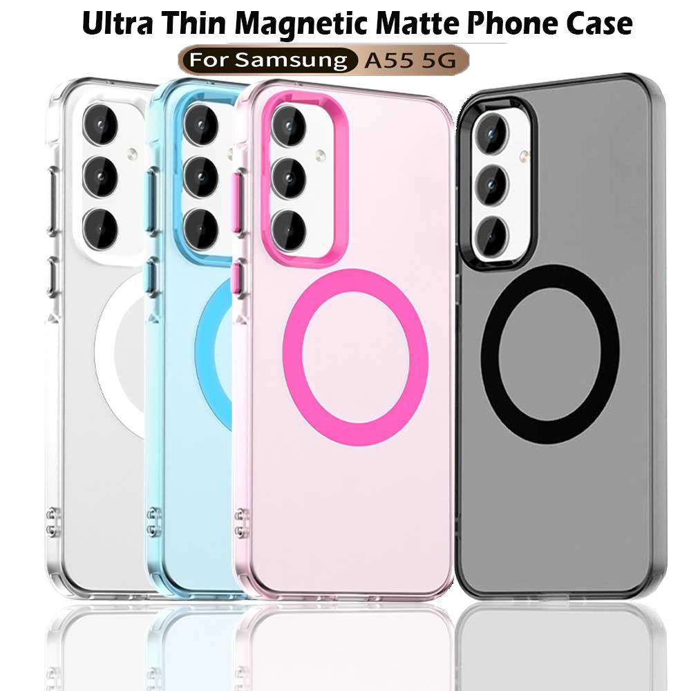 Magsafe Matte Phone Case For Samsung Galaxy A55 A35 A25 A15 5G Protective Case Magnetic Wireless Charging Shockproof Back Cover