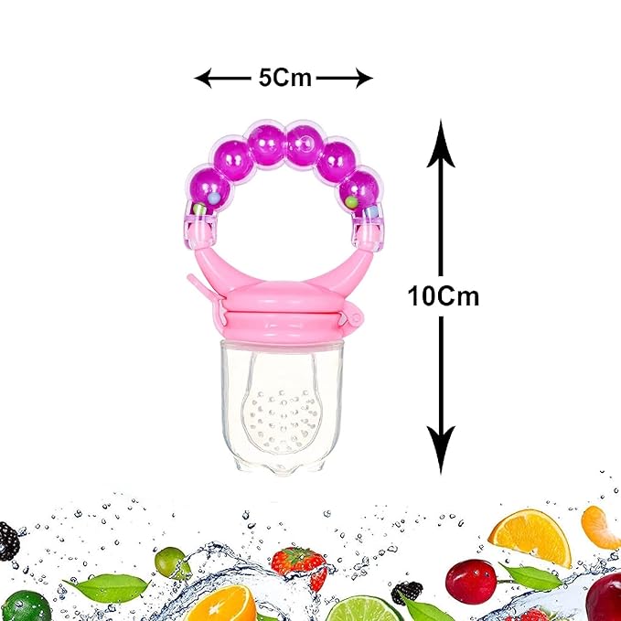 Baby Fruit Rattle Nibbler – Soft Silicone Fruit Feeder with Built-in Rattle Handle