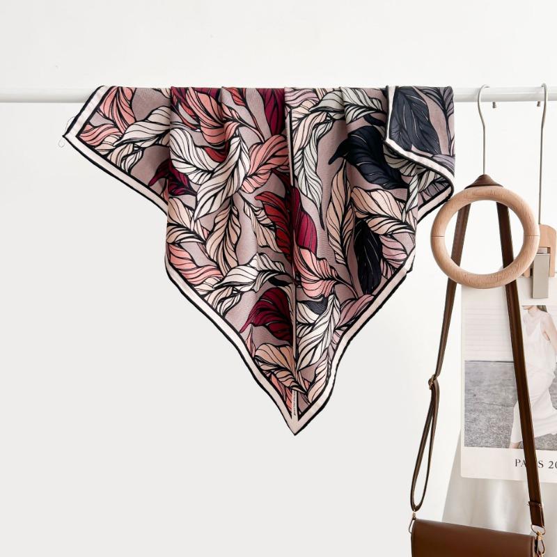 

Colored leaves double-sided heterochrome silk wool silk scarf women s new thermal shawl light luxury versatile silk wool scarf 68cm
