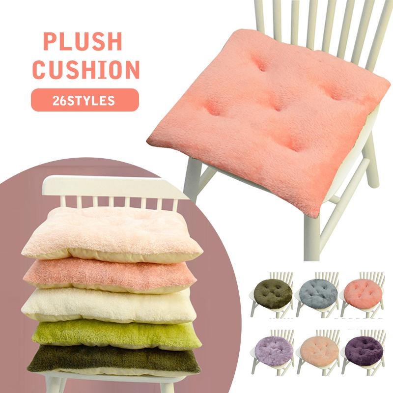 Thicken Plush Seat Pads Cushion Chair Soft Cushion New Home Dining Chair Pads Non-Slip Warm Office Computer Game Chair Pad 40x40