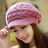 Women'S Autumn/Winter Knitted Hat With Fleece Lining Stylish And Versatile Beret Outdoor Warm Hat