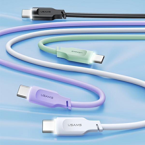 Usams Kabel Usb-C Na Usb-C 100W 1,2Mport Display Fast Charging  Lithe Series Biały/White Sj567Usb02 (Us-Sj567)