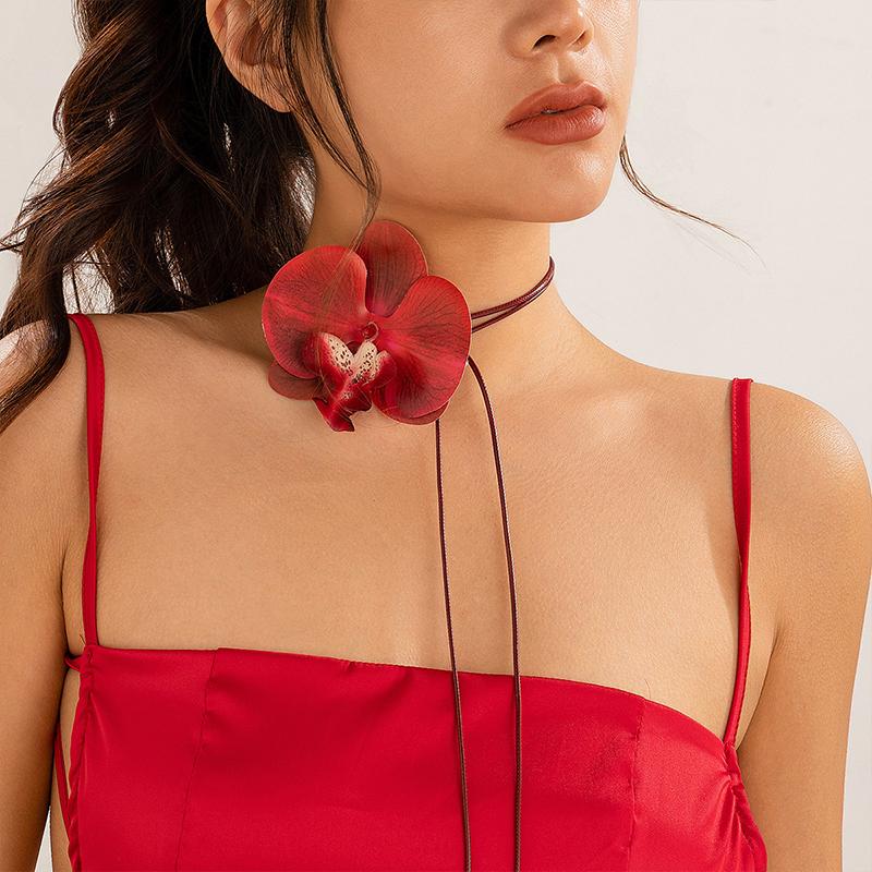 Women Girls Multiple Colors Neck Ornament Simulation Butterfly Orchid Graduation Ball Fashion Accessories