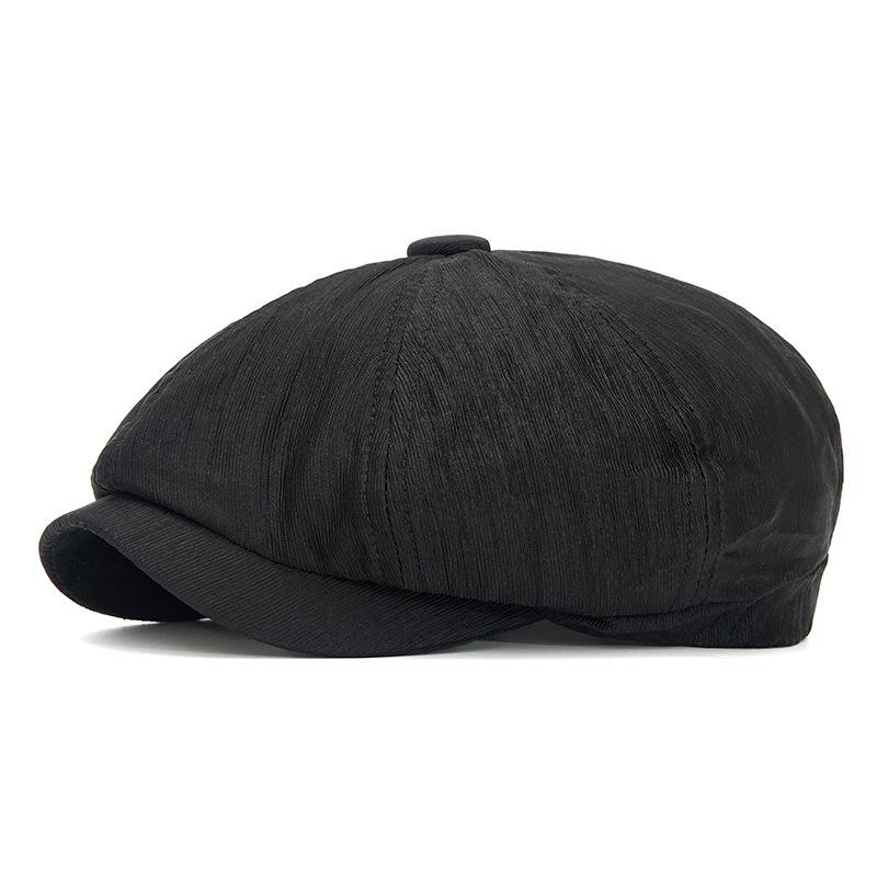 Spring-Summer Unisex Octagonal Newsboy Cap – Casual Fashion Beret and Flat Cap Adjustable чёрный