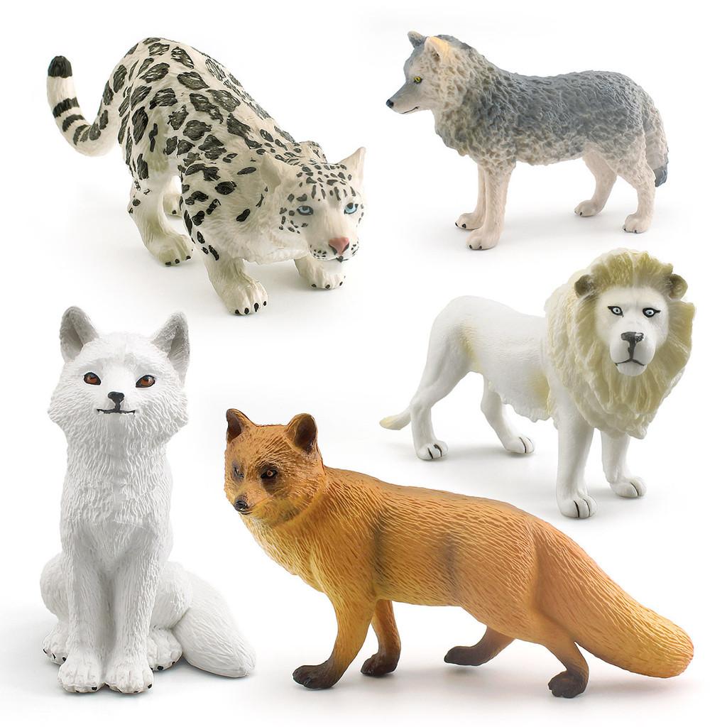 Realistic Plastic Forest Animal Models Including Gray Wolf Arctic Fox Snow Leopard