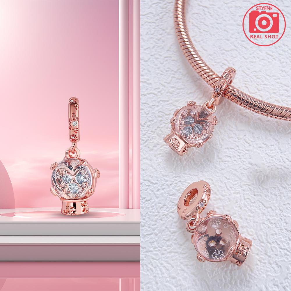 Rose Gold Snowflake Magic Ball Pendant Bead Component Copper Metal Plated Designed For Charm Bead Components Copper Metal Plated Authentic Original