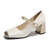 High Heels Thick Heel Mary Jane Women's Shoes New Spring and Summer with Skirt Cheongsam Medium Heel Temperament Single Shoes