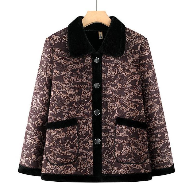 

Fleece winter cotton-padded jacket thickened new thermal cotton-padded jacket lapel large size cotton-padded jacket women 5XL [recommended 150-80kg] фиолетовый