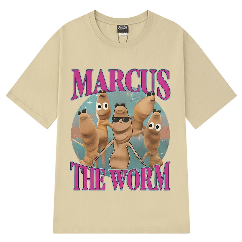 Marcus The Worm Funny Meme Graphic T-Shirt Men Women Harajuku Fashion Vintage T-shirt Short-sleeved Loose Casual Cotton T-shirts