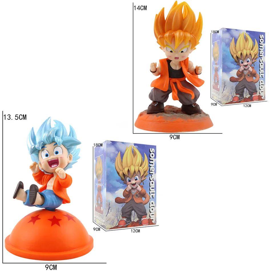 Characters Anime Goku Super Saiya Figure Pvc Q Version Statue Anime Manga Figurine Collection Ornaments Model Toys