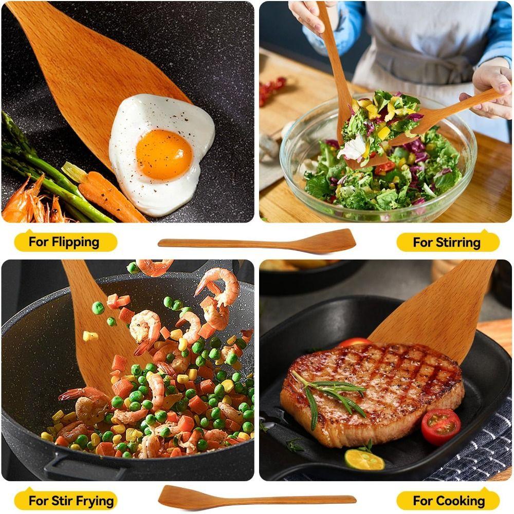 Wok Accessories No Stick Wooden Spatula High Heat Sturdy Frying Spatula Premium Versatile Fried Shovel Cooking