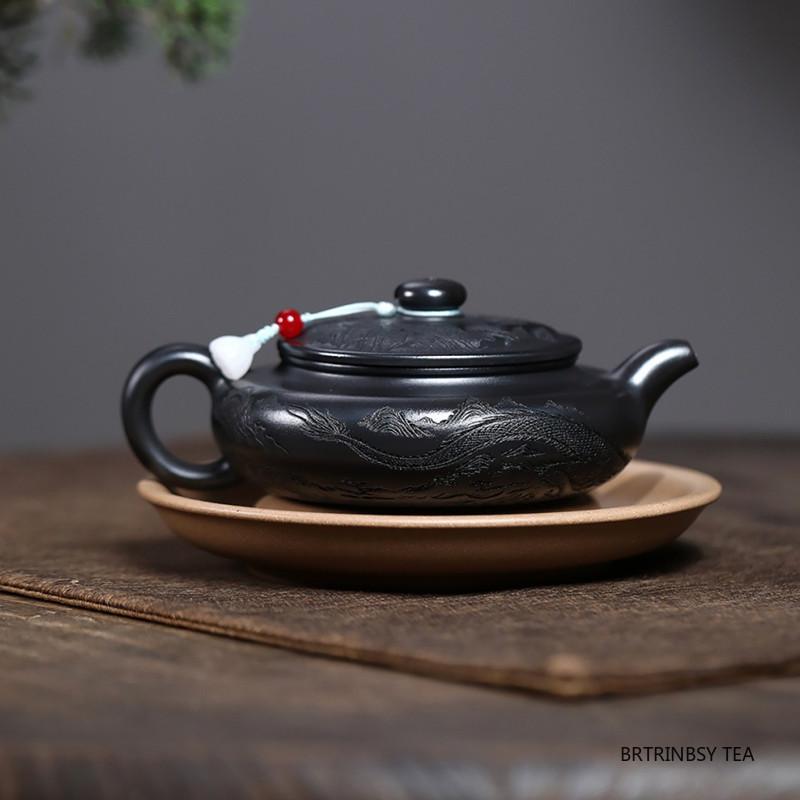 290ml Tradition Yixing Purple Clay Teapot Chinese Handmade Zisha Tea Pot Household Dragon Pattern Kettle Tea Set Accessories