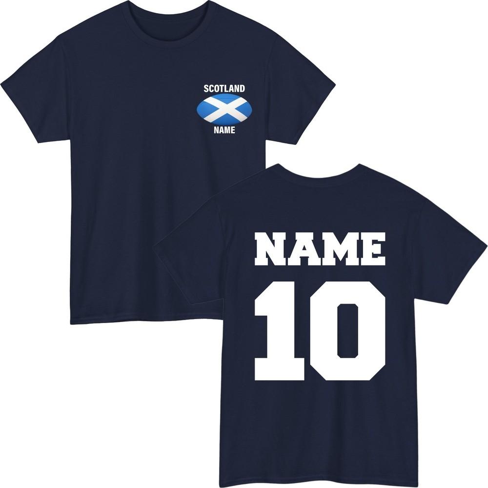 Personalised scotland rugby tshirt custom name number 6 nations fan gift top S
