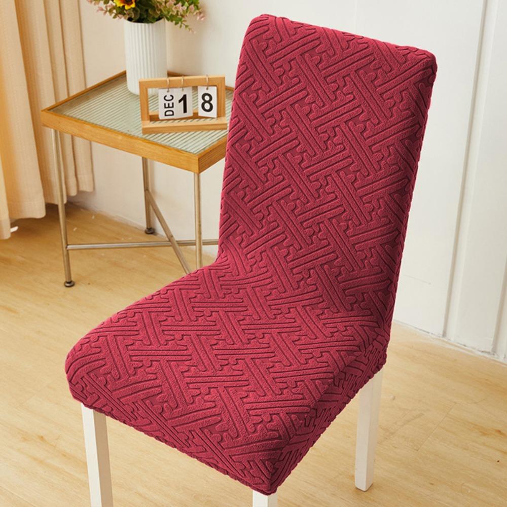 High-elastic Dining Chair Cover Jacquard Backrest Protector Stool Slipcover  for Home Decoration