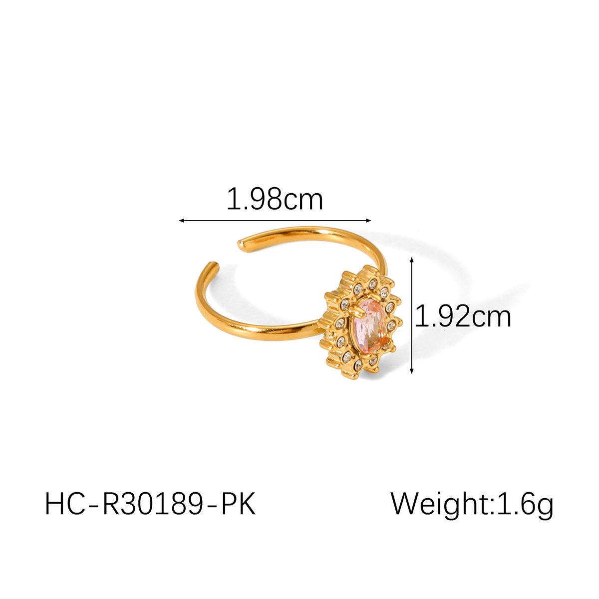 

Light luxury zircon inlaid titanium steel ring, non-fading French style high-end stainless steel open band рожевий