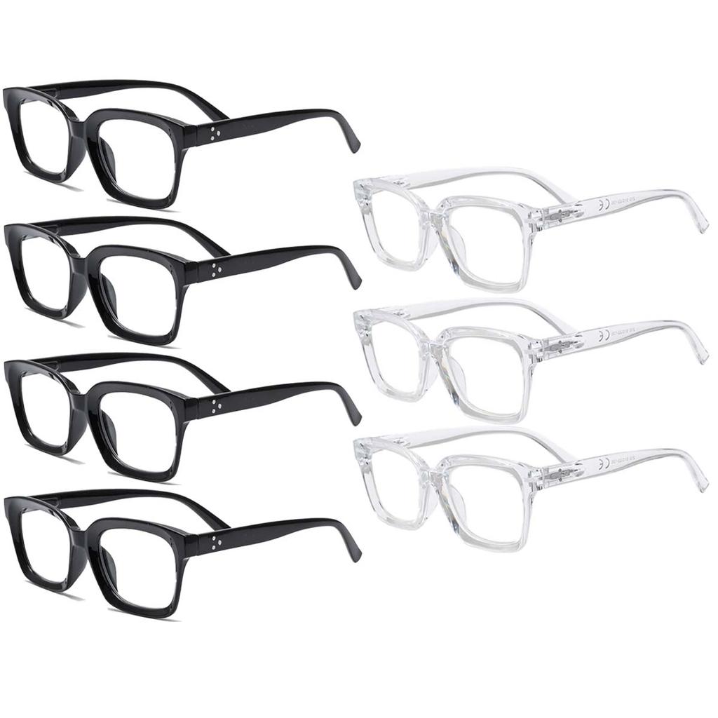 7PCS Oversized Square Reading Glasses Men Women Large Frame Fashion Presbyopia Eyeglasses Diopter +1.0~+3.0