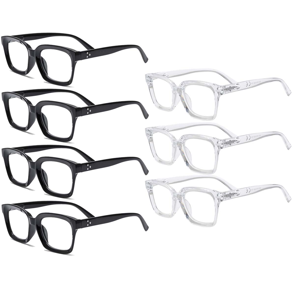 

7 ШТ. Большие квадратные очки для чтения для мужчин и женщин, модные очки для пресбиопии с большой оправой, диоптрии +1.0~+3.0 3.0