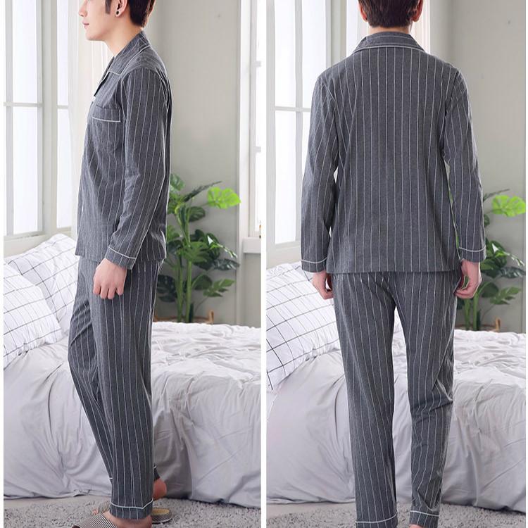 Ensemble pyjama 2 pièces pour hommes, chemise à manches longues et pantalon, vêtements de maison, vêtements de nuit, printemps-automne