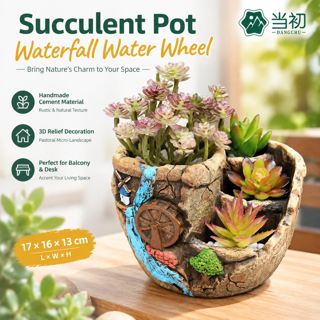 Handmade Cement Succulent Pot Creative Micro Landscape Planter