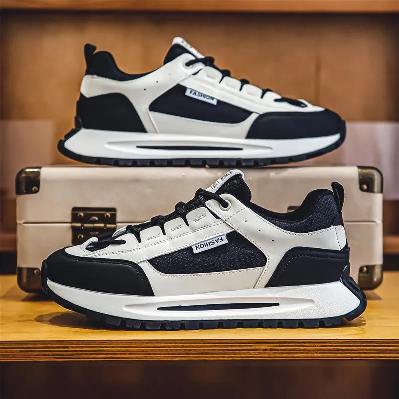 

Новые мужские кроссовки для бега на открытом воздухе, модные, дышащие, сетчатые, удобные, нескользящие, повседневные, износостойкие кроссовки 44 черный белый