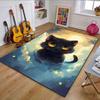 Starry-Eyed Black Cat Fantasy Patterned Carpet, Non Slip Mat Suitable for Living Room and Bedroom Sofas