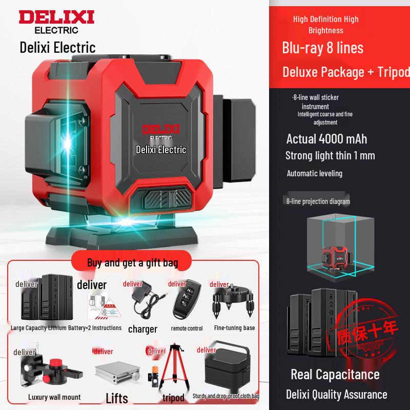 Delixi 12-Point High-Precision Green Laser Level for Outdoor Use