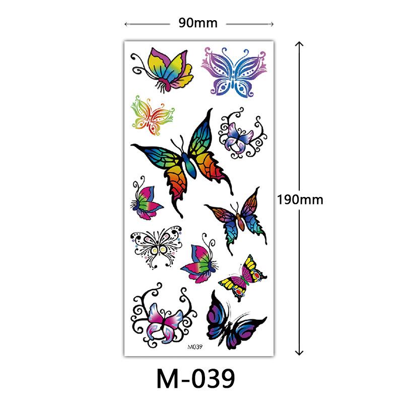 Waterproof Three-Dimensional Color Print Tattoo Sticker, Butterfly Flower Animal Tattoo