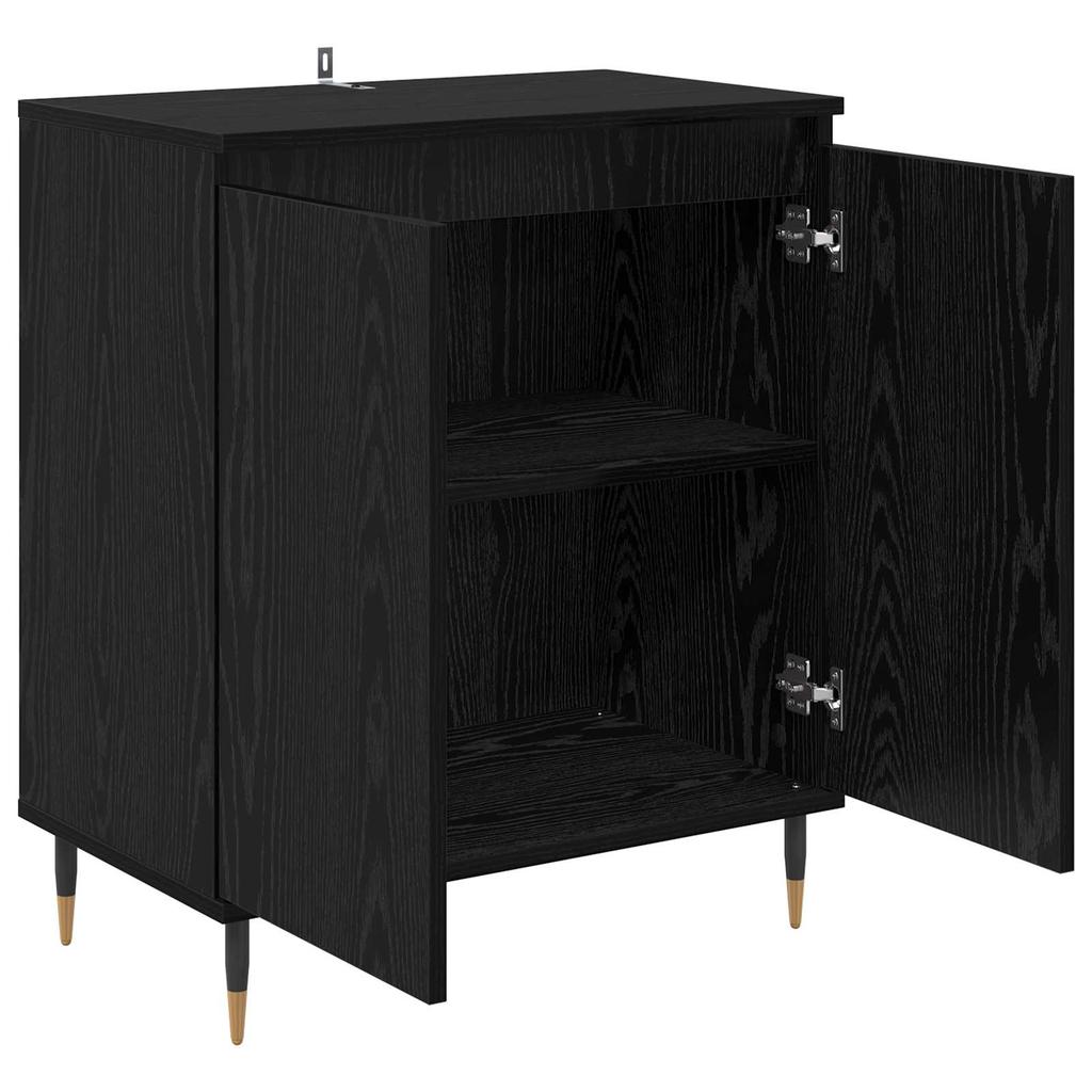 Sideboard In Black Oak Look 60 X 35 X 70 Cm Engineered Wood