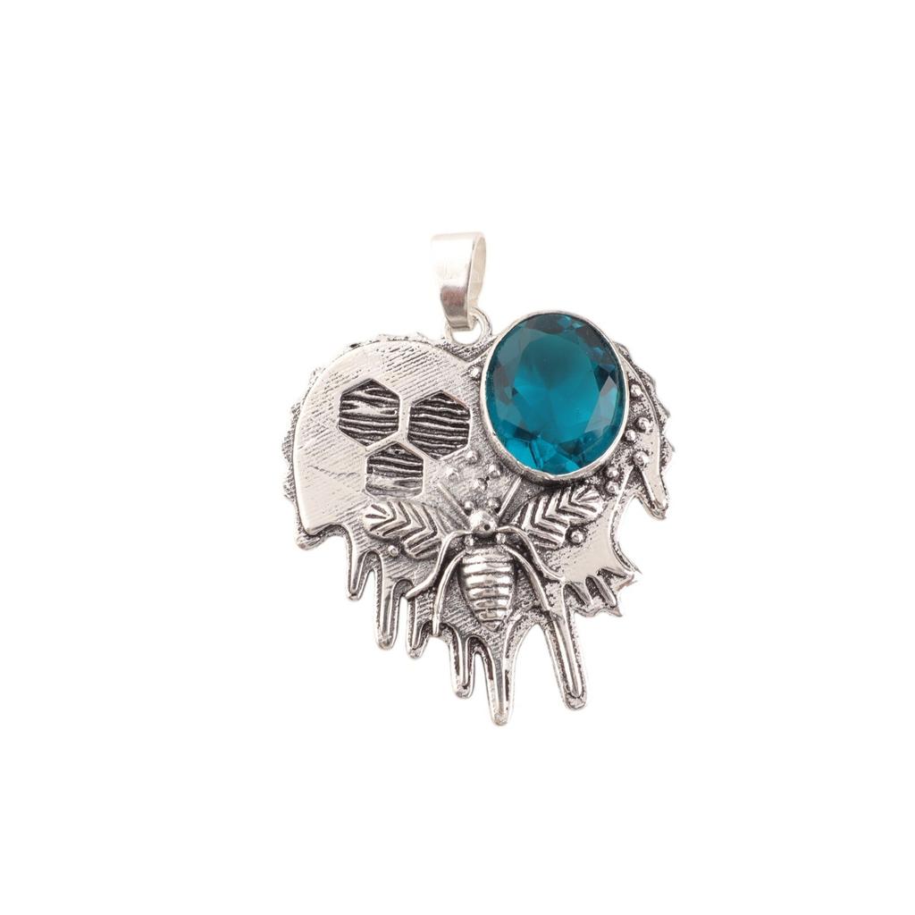 Blue Apatite Gemstone 925 Sterling Silver Handmade Pendant 1.49" Gift For Sister CP-28-12