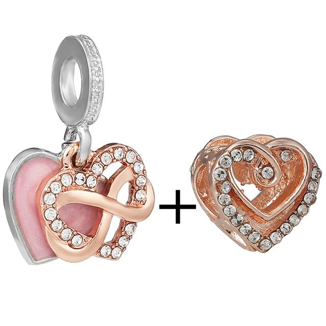 2pcs /Lot New Trend Crown Feather Zircon Hollow Leaves Beads Fit Original Brand Charms Silver Color Bracelets Women Diy Jewelry