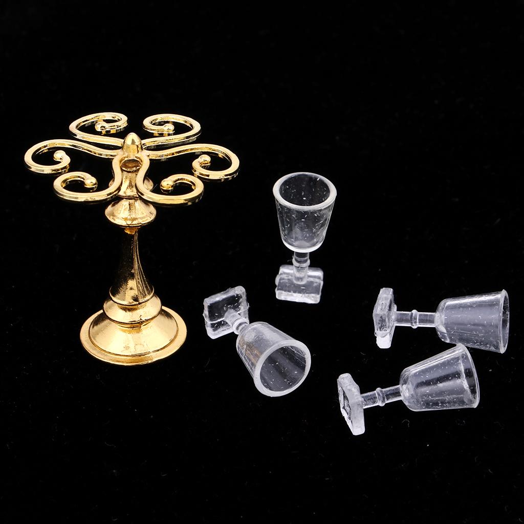MagiDeal 4pcs 1//12 Miniature Goblet Cup Wine Glass Dollhouse Tableware ACCS