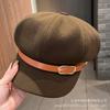Autumn and winter new simple belt buckle octagonal hat children's outdoor woolen warm newsboy hat British painter hat