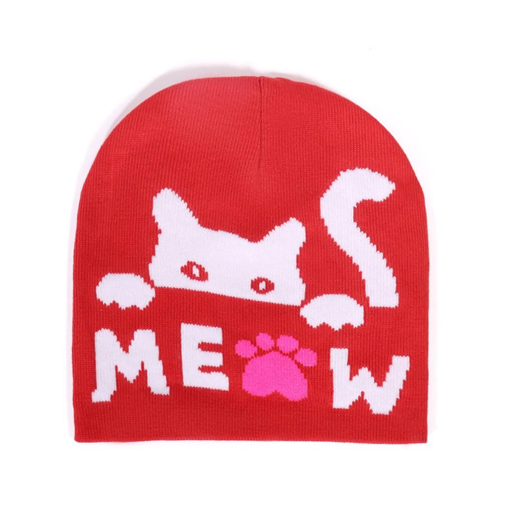 Cat Animal Pattern Knit Cap For Outdoor Activities In Autumn And Winter Fashion