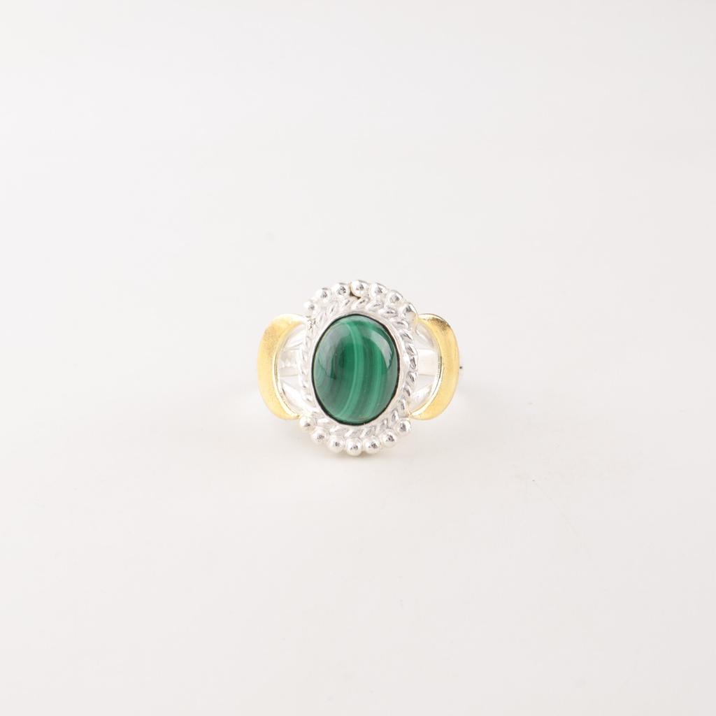 Natural Malachite Gemstone 925 Stamped Silver Handmade Ring Fashionable Jewelry RR-61-40