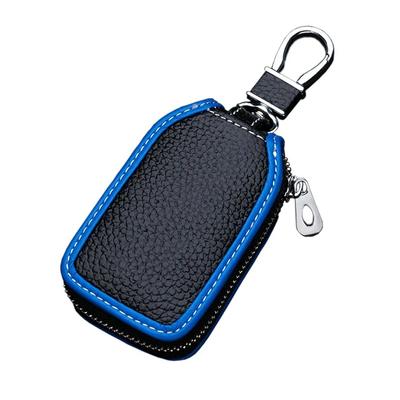 Příslušenství Proti poškrábání Černá+Modrá 13,5*5cm Pouzdro na klíče Kožené Zip Auto Chytrý Dálkový ovladač Kryt Chránič Závěsný