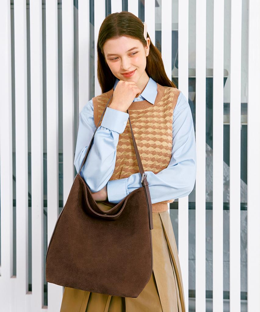 Clave Lily Suede Brown Tote Bag