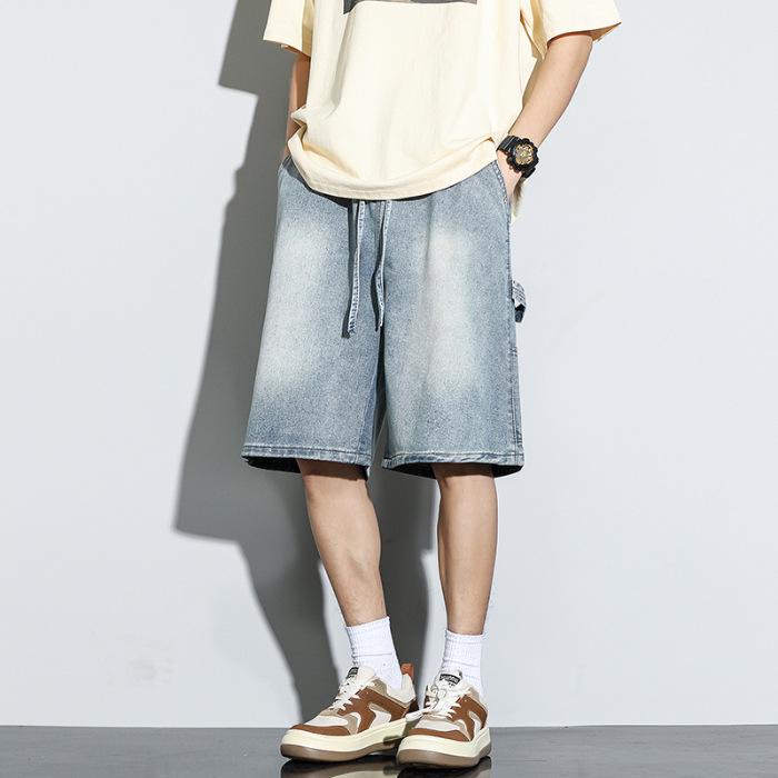 

Новые весенне-летние свободные прямые джинсы, мужские универсальные шорты 5-точечной длины, эластичные шорты, брюки средней длины 3XL