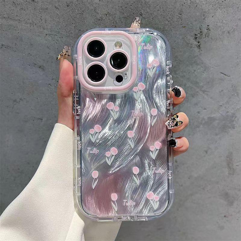 Feather Tulip Apple Phone Case 16 15PROMAX Women 14 14promax Trend 13PR0 11PRO