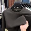 Premium Men's Long-Sleeve Casual Round Neck Sweatshirt - Autumn Solid Color, Non-Iron, Loose Fit Base Layer