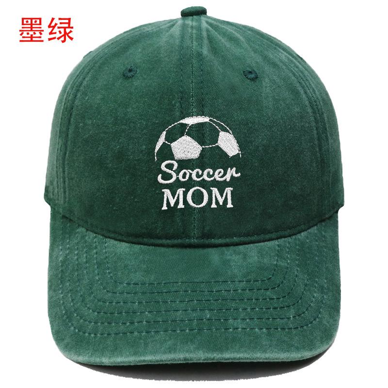 New Soccen MOM football embroidery washed baseball cap men's and women's leisure outdoor sports sun hat