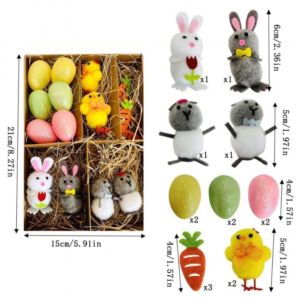 Fun Happy Easter Easter Eggs Chick Ornament Realistic Cute Rabbit Figurine Handmade Easter Decoration Festival Party