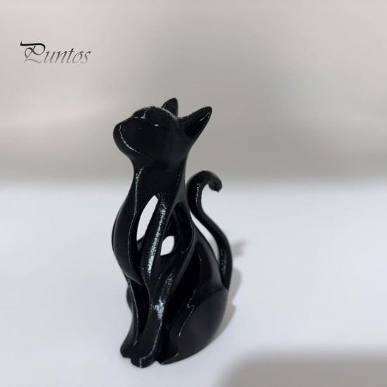 Black Cat Figurine 3D Printed Hollow Figurine, Modern White Kitten Statue, Shape Artistic Animal Sculpture Desk Decoration, Gift for Lovers