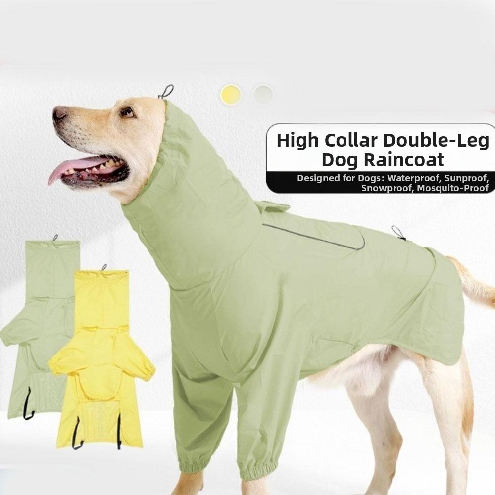 Reflective Dog Raincoat Reflective Stripe Adjustable Design Dog Rain Jacket High Collar Waterproof Dog Hooded Raincoat