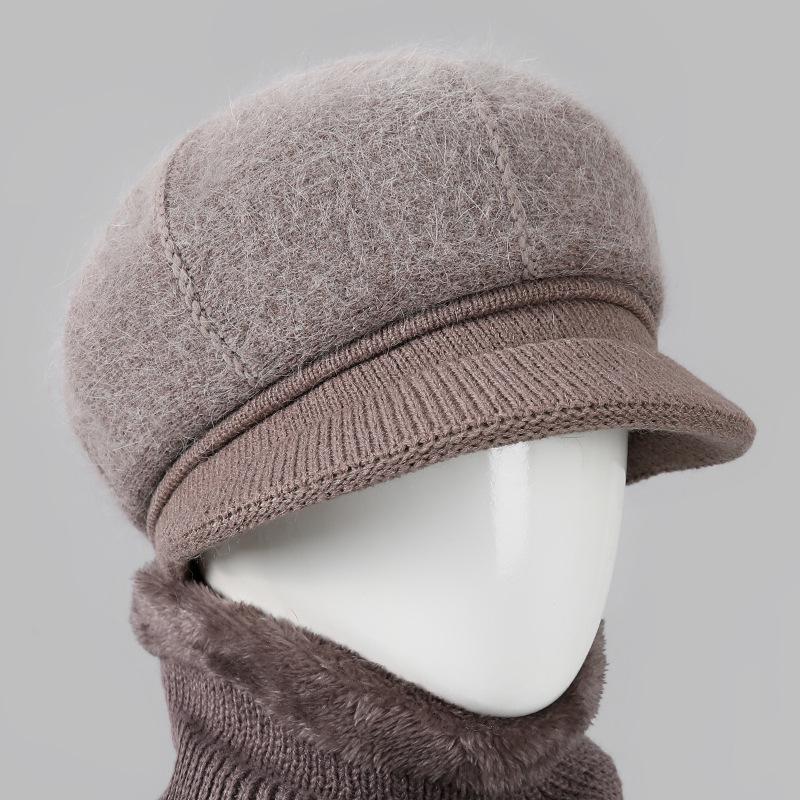 Ladies Winter Rabbit Fur Hat Warm Thickened Knitted Mother Wool Hat Cold Versatile Old Man Hat
