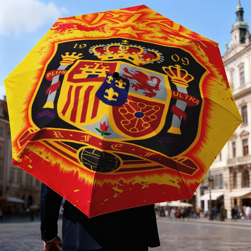 1PC Spain FC Crest Printed Umbrella Folding umbrella, automatic umbrella 8-Frame for Travel, camping Fan gifts Christmas Gifts