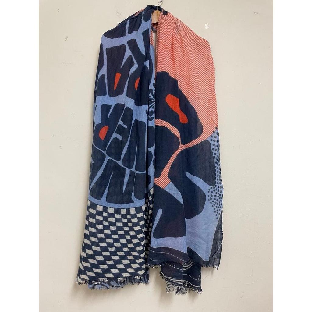 Used P00227 YARNZ Large Stole Multicolor Cashmere Silk Fluffy Soft High-Quality Stole Shawl Lightweight