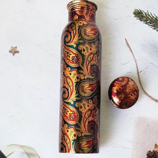 Bouteille d'eau en cuivre de 940 ml, fabriquée à la main, design unique, cadeau d'anniversaire pour femme